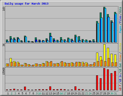 Daily usage for March 2013