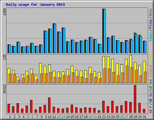 Daily usage for January 2019