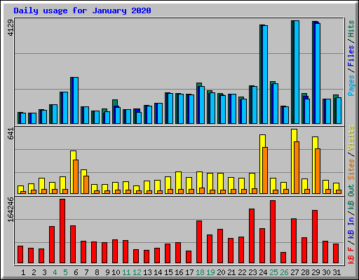 Daily usage for January 2020