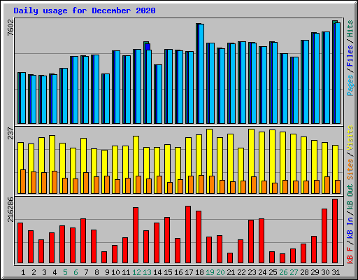 Daily usage for December 2020