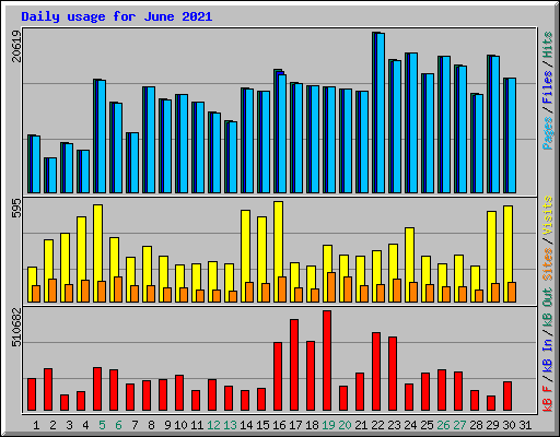 Daily usage for June 2021