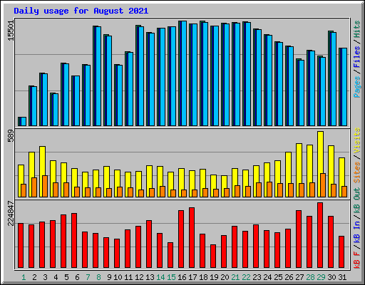 Daily usage for August 2021