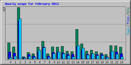 Hourly usage for February 2013