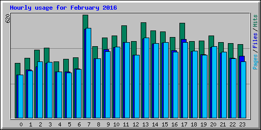 Hourly usage for February 2016