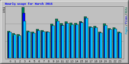 Hourly usage for March 2016