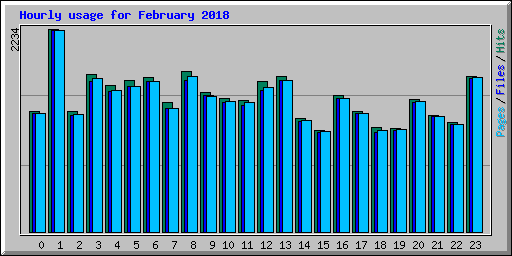 Hourly usage for February 2018